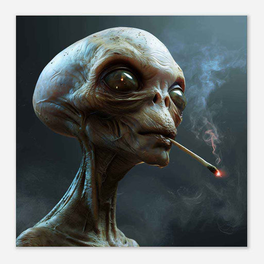 Grey Alien Smoking Matte Poster
